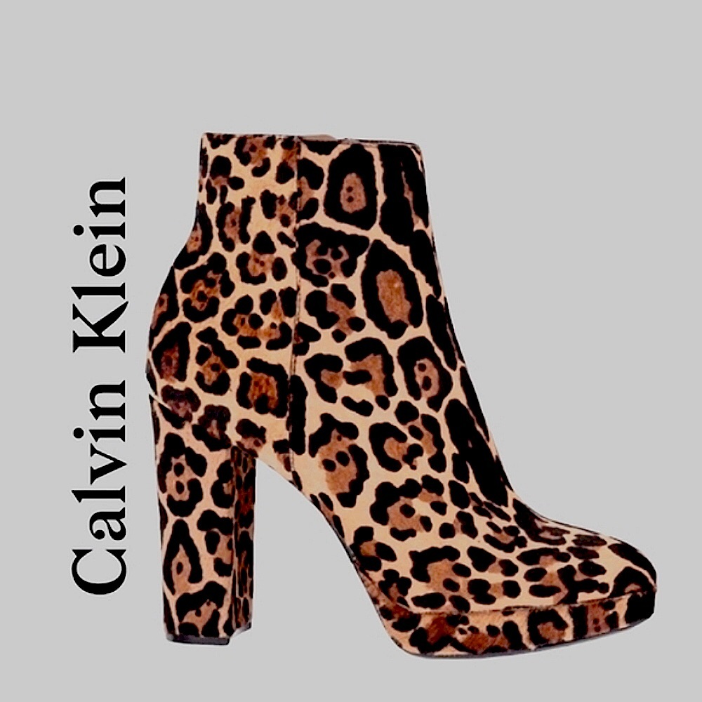 🛑BOGO🆕Calvin Klein Leopard Print Ankle Boot